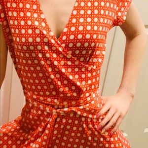 Pretty orange and white rayon dress